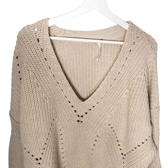 Free People All Day Long V Neck Knit Sweater Size Medium OB1059892 - Picture 5 of 12
